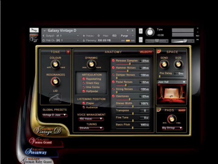 Best Service Galaxy Vintage D v1.5 (KONTAKT) 音乐会三角钢琴音源